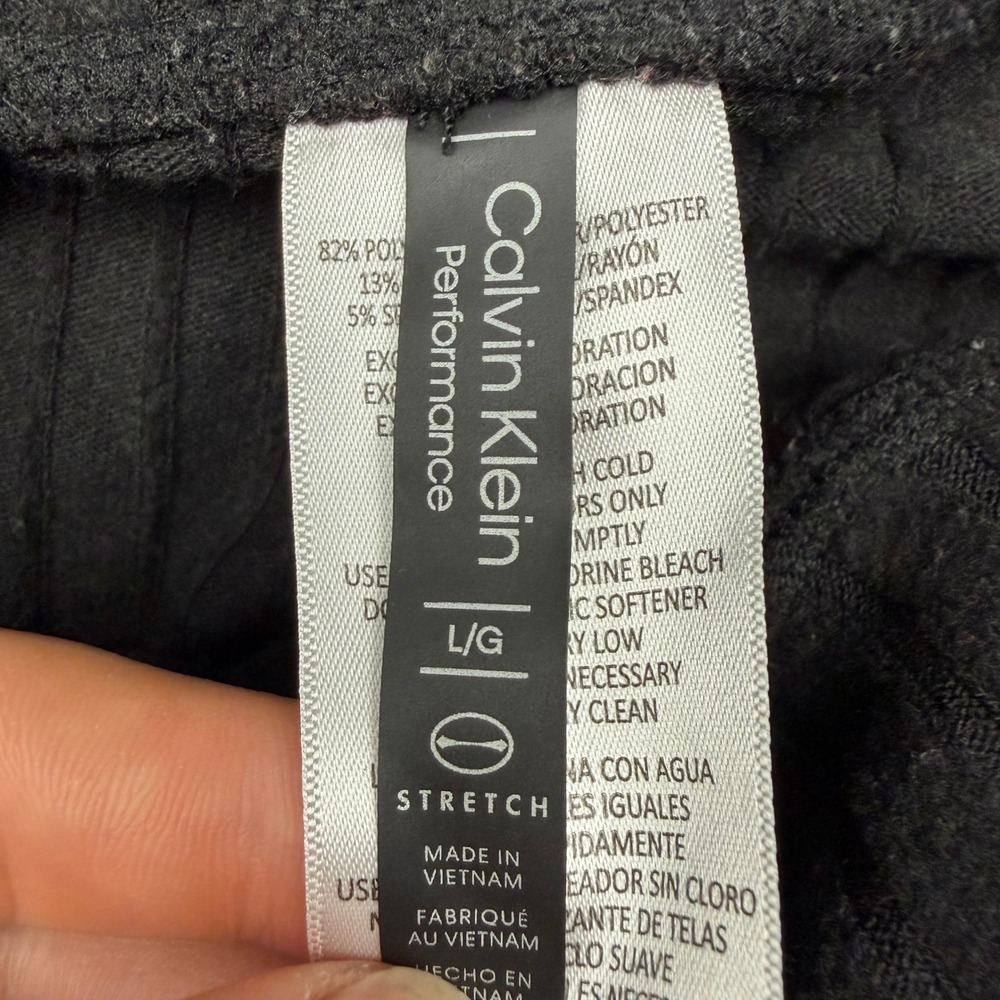 Calvin Klein Performance Black Ribbed Knit Jogger Pants Large Stretch CK Lounge - Picture 6 of 9